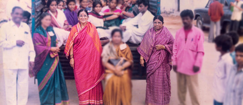 Smt. Vijaya Lakshmi Amma and Smt. Sharadamma overseeing a service activity back in the days.